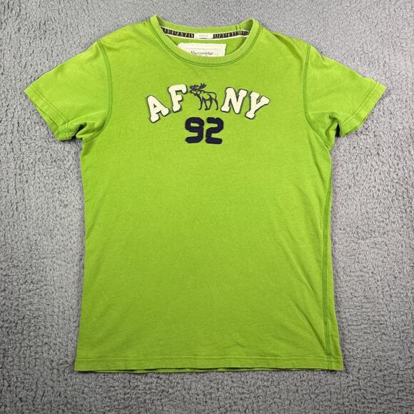 Abercrombie & Fitch Muscle Fit Shirt Men S Green Moose Embroidered Vintage Y2K - Picture 2 of 9